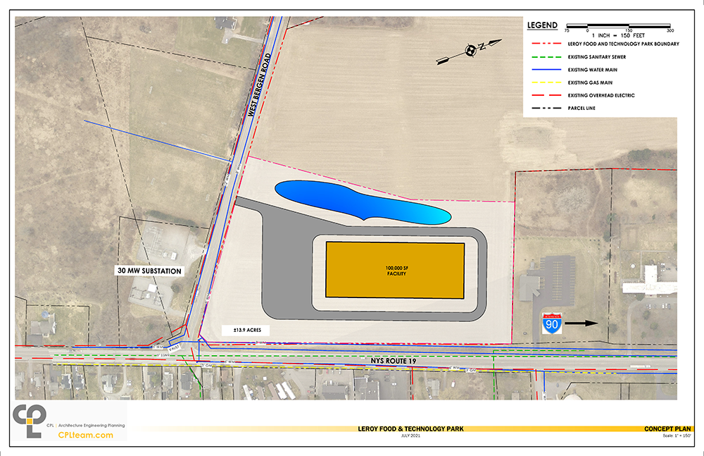 Site Plan for a 100,000 SQFT building in Le Roy, NY.