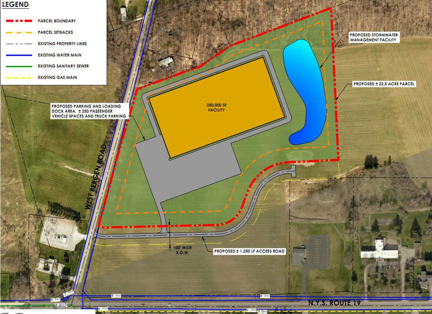 Site Plan for a 250,000 SQFT building in Le Roy, NY.